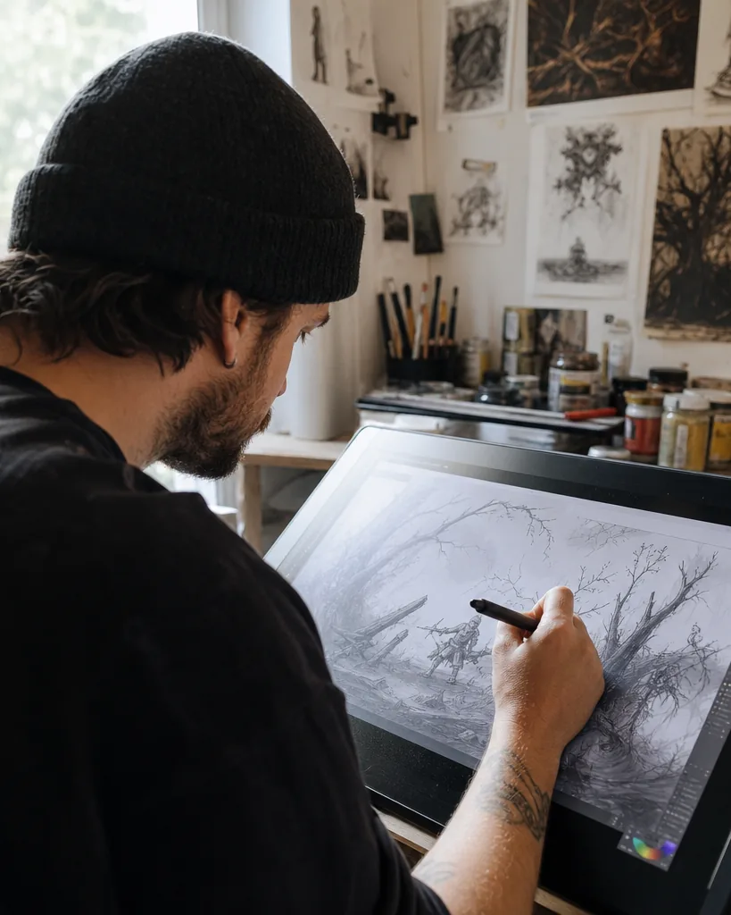 Art creator at work